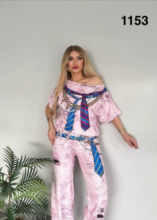 Women's Acid Wash Graphic Print Two-Piece Set