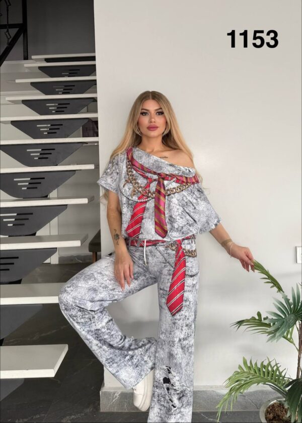 Women's Acid Wash Graphic Print Two-Piece Set