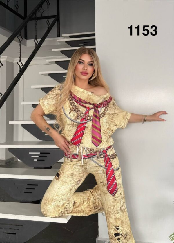 Women's Acid Wash Graphic Print Two-Piece Set