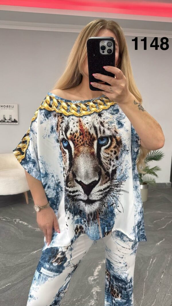 Leopard Print Two-Piece Co-ord Set with Chain Detail