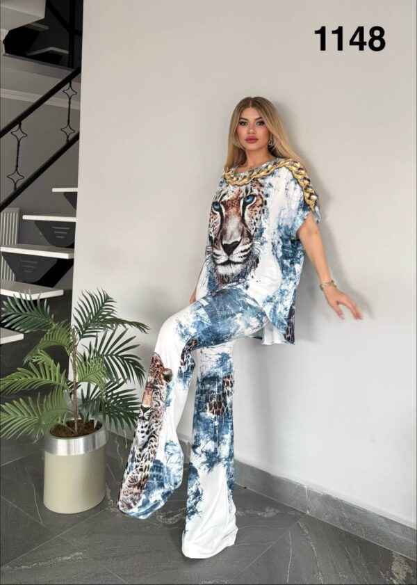 Leopard Print Two-Piece Co-ord Set with Chain Detail