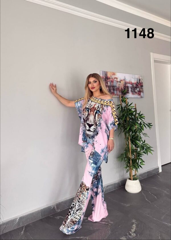 Leopard Print Two-Piece Co-ord Set with Chain Detail