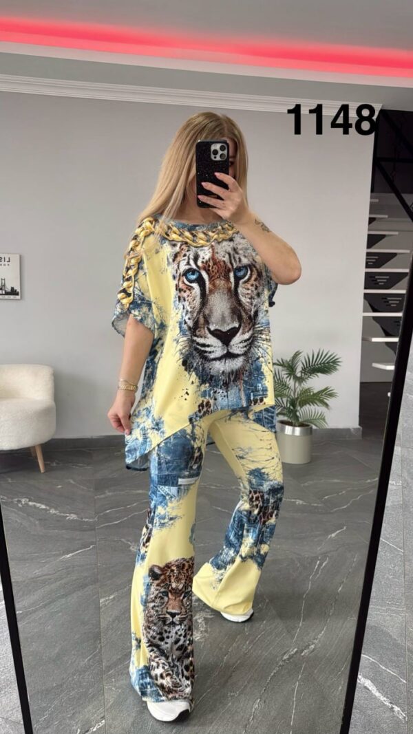 Leopard Print Two-Piece Co-ord Set with Chain Detail