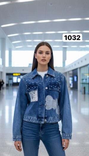 Premium Embellished Denim Jacket with Lace Appliqué