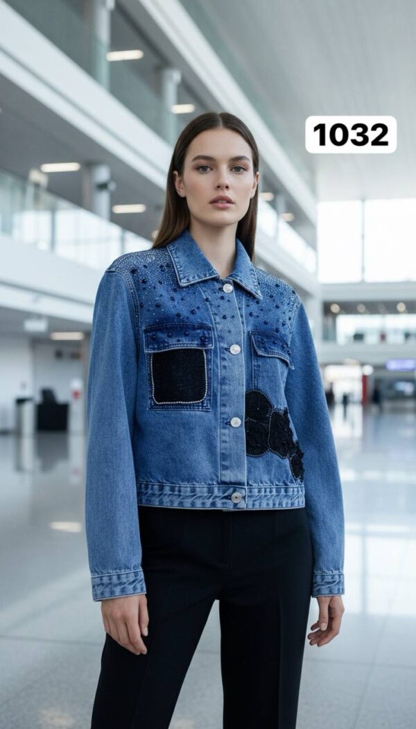 Premium Embellished Denim Jacket with Lace Appliqué