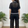 Women's Elegant Lace Two-Piece Polo and Pants Set
