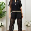 Women's Elegant Lace Two-Piece Polo and Pants Set