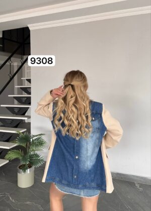 Women's Mixed Media Denim and Blazer Hybrid Jacket