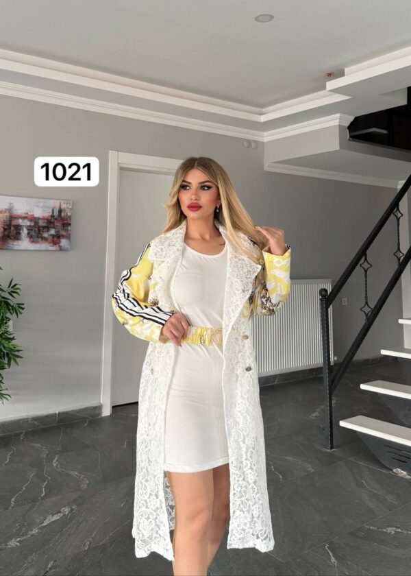 Elegant Lace Long Jacket and Mini Dress Set