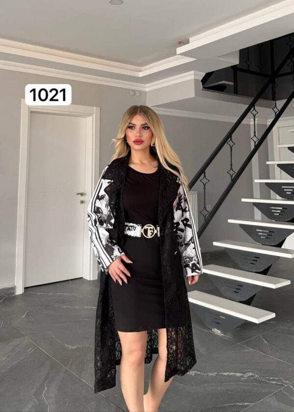 Elegant Lace Long Jacket and Mini Dress Set