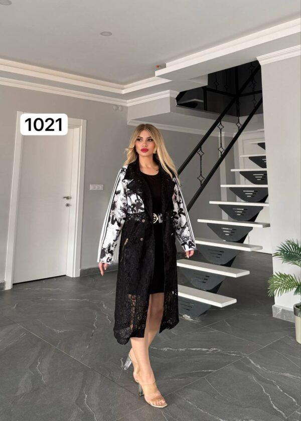 Elegant Lace Long Jacket and Mini Dress Set