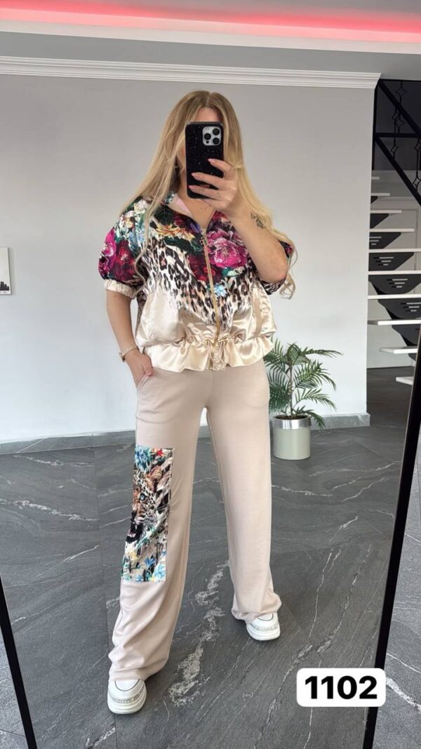 Vibrant Floral Leopard Print Two-Piece Coordinates