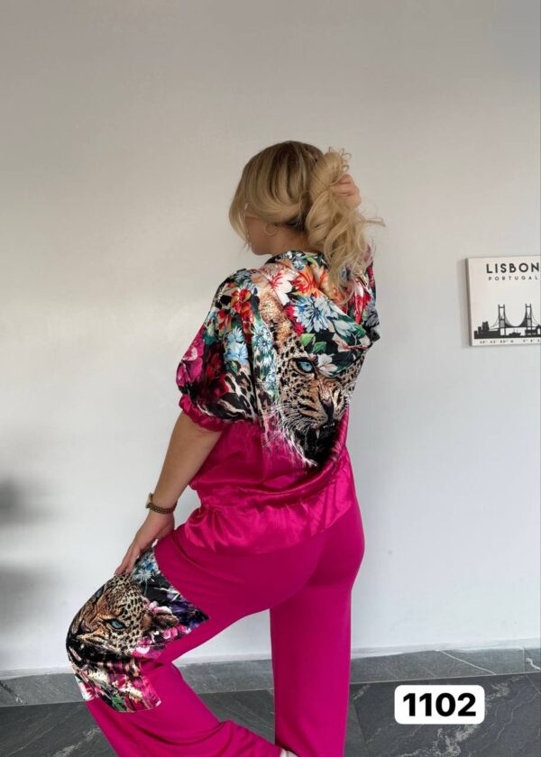 Vibrant Floral Leopard Print Two-Piece Coordinates