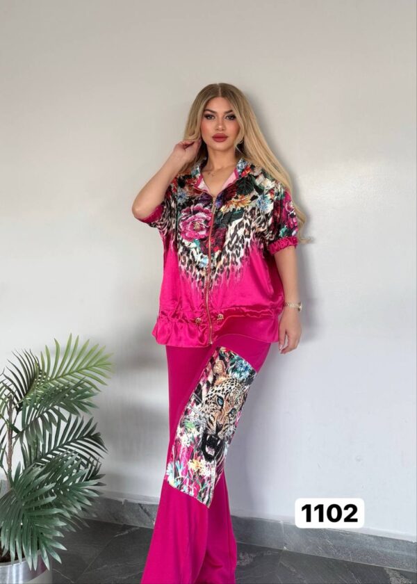 Vibrant Floral Leopard Print Two-Piece Coordinates