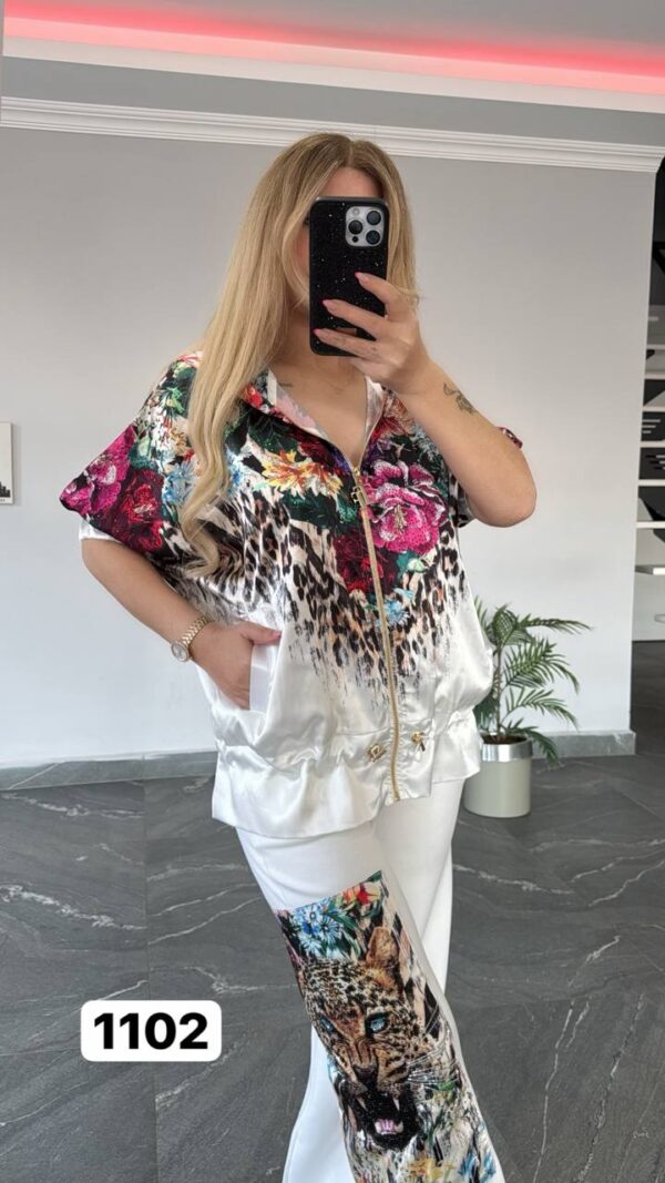 Vibrant Floral Leopard Print Two-Piece Coordinates