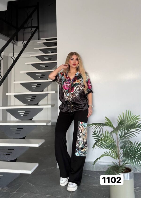 Vibrant Floral Leopard Print Two-Piece Coordinates