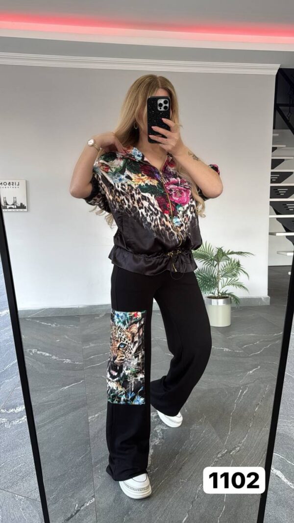 Vibrant Floral Leopard Print Two-Piece Coordinates