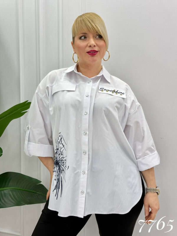 Elegant Black Button-Down Shirt with Gold Embroidery