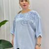 Elegant Light Blue Sequin Embroidered Blouse