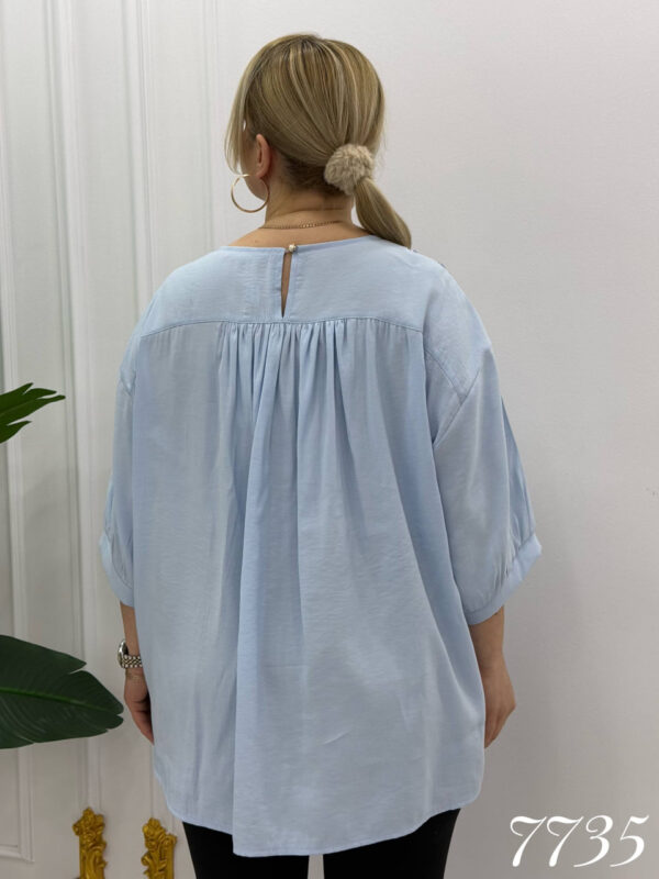 Elegant Light Blue Sequin Embroidered Blouse