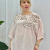 Elegant Light Blue Sequin Embroidered Blouse