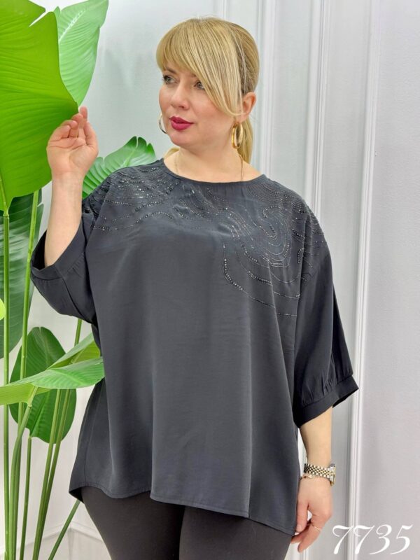 Elegant Light Blue Sequin Embroidered Blouse