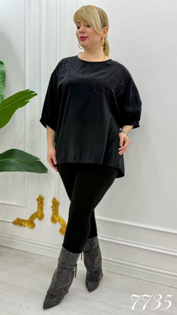 Elegant Light Blue Sequin Embroidered Blouse