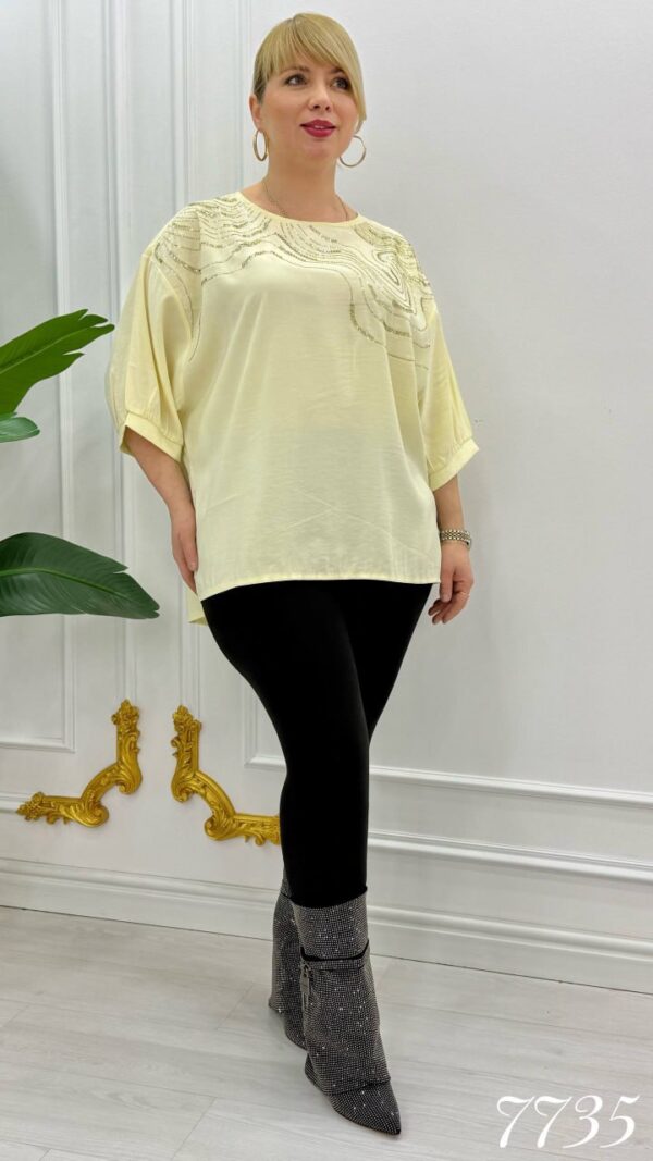 Elegant Light Blue Sequin Embroidered Blouse