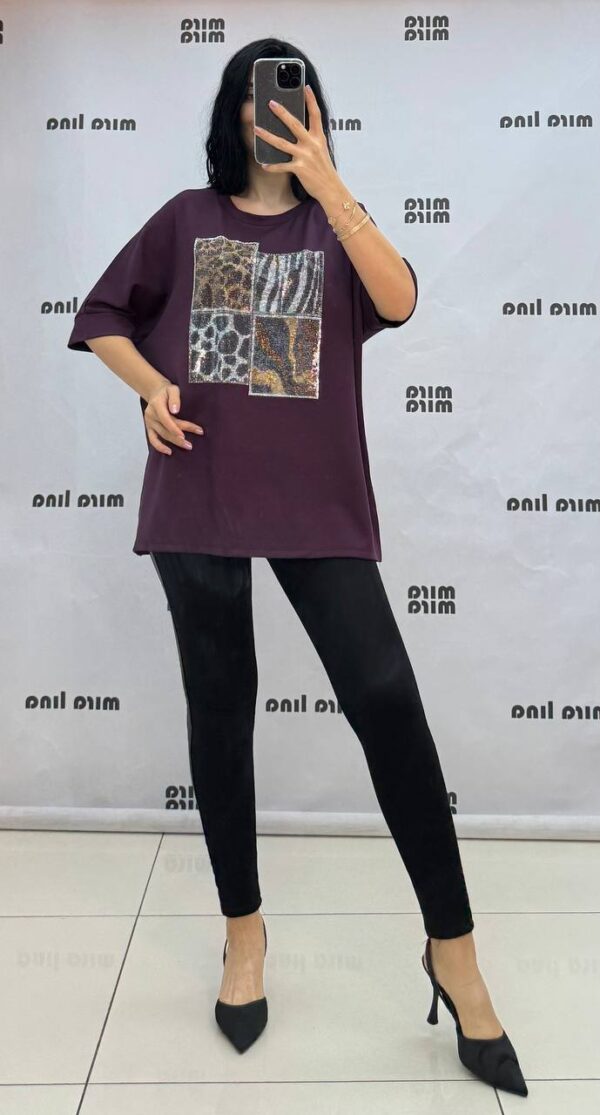 Women's Black Rhinestone Animal Print Fashion Blouse