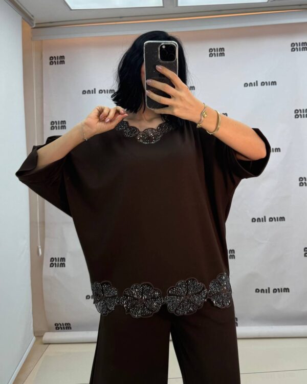 Elegant Floral Embellished Two-Piece Tunic Set