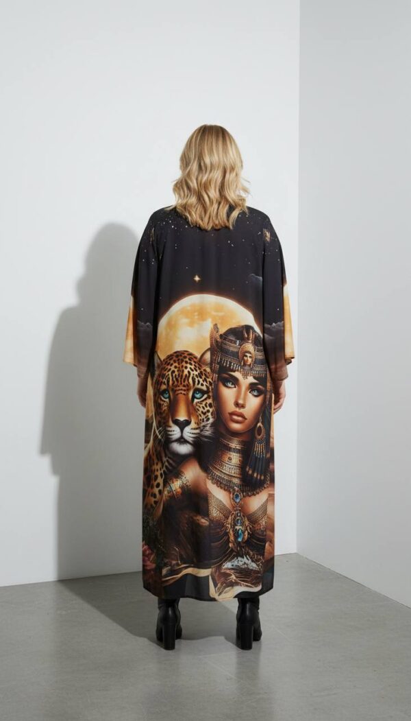 Oversized Egyptian Print High-Low Shirt Dress
