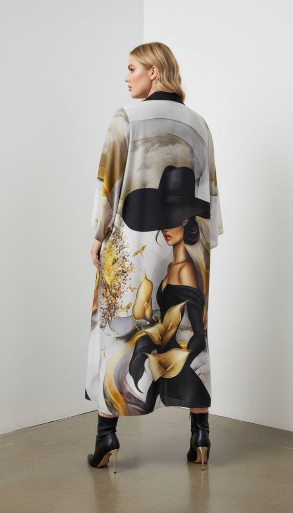Elegant Abstract Print High-Low Oversized Shirt Dress