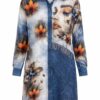Chic Graphic Print Denim Shirt Mini Dress