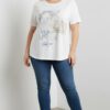Women's White Graphic Print Short Sleeve Blouse