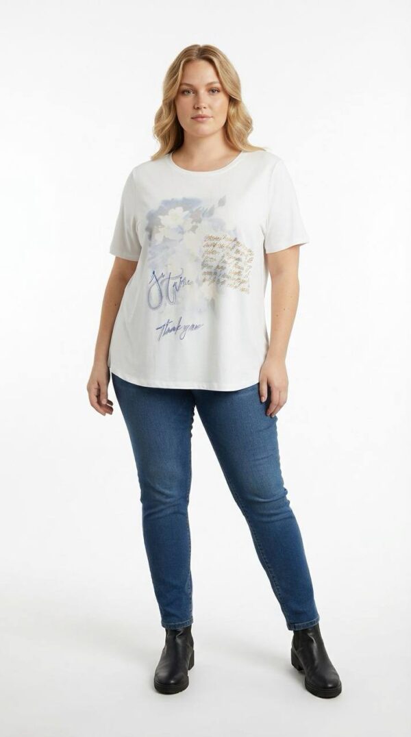 Women's White Graphic Print Short Sleeve Blouse