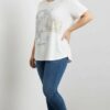 Women's White Graphic Print Short Sleeve Blouse