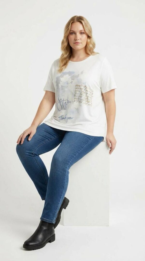 Women's White Graphic Print Short Sleeve Blouse