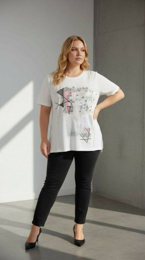Abstract Graphic Print Short Sleeve Women's Blouse