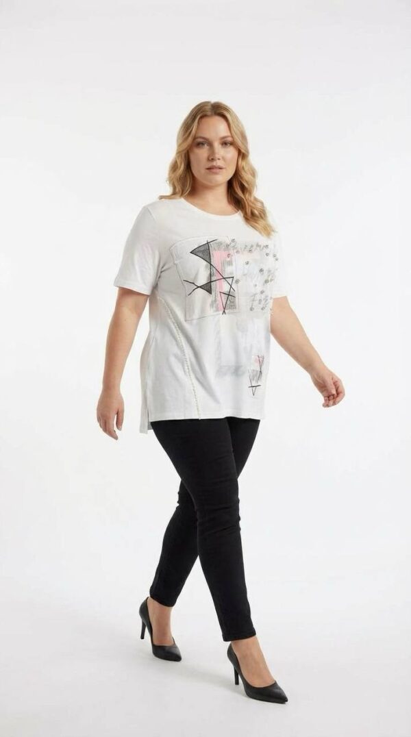 Abstract Graphic Print Short Sleeve Women's Blouse