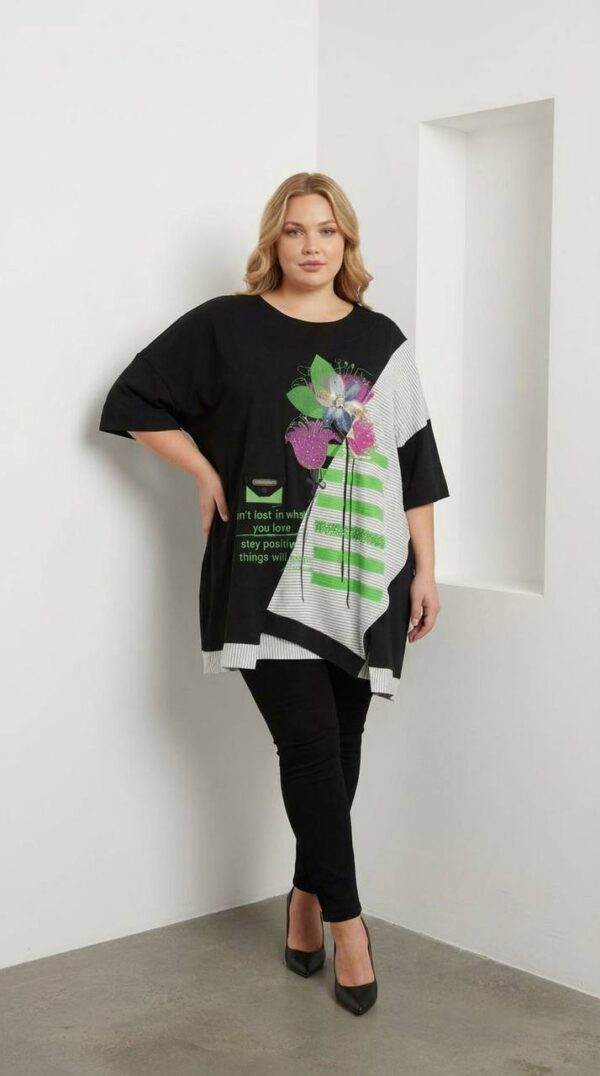 Chic Floral Print Oversized Asymmetric Blouse