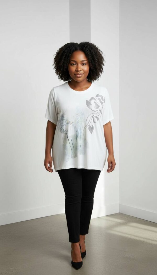 Elegant White Graphic Print Short Sleeve Blouse