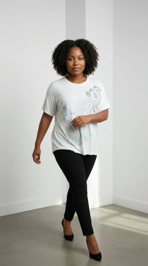 Elegant White Graphic Print Short Sleeve Blouse