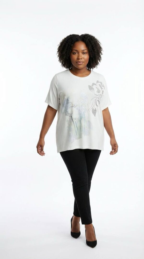 Elegant White Graphic Print Short Sleeve Blouse