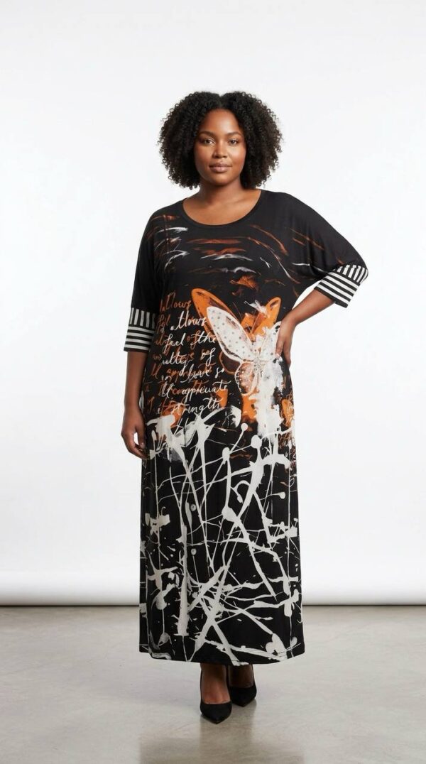 Abstract Calligraphy Print Maxi Dress