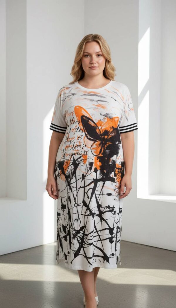 Abstract Calligraphy Print Maxi Dress