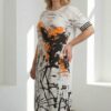 Abstract Calligraphy Print Maxi Dress