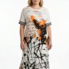 Abstract Calligraphy Print Maxi Dress