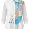 Women's Abstract Print Mesh Sleeve Tunic Shirt