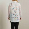 Women's Abstract Print Mesh Sleeve Tunic Shirt