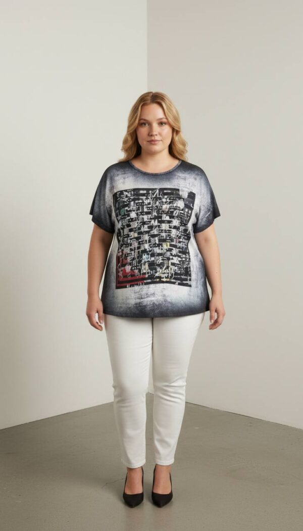 Women's Graphic Print Ombre Short Sleeve Blouse